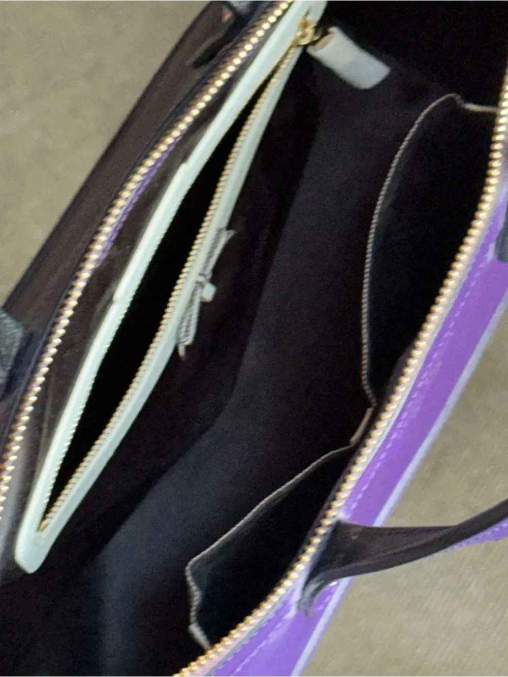 Henri Bendel W 57th Satchel Purple Saffiano Leather Tote Crossbody Bag EUC